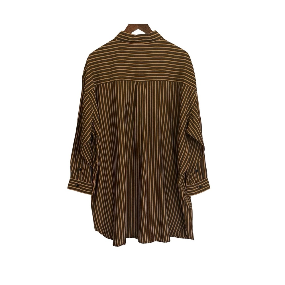 Pact Women's XL XXL Organic Cotton Striped Button Down Shirt Oversized - Picture 2 of 8